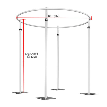 Hecis Portable Pipe and Drape Round Backdrop Stand , 6-10' Tall x 10' Wide Adjustable Round Backdrop Kit for Event， Party, Trade Shows and Wedding Decor