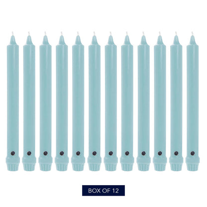 Colonial Candle Unscented Taper Candle, Classic Collection, Coastal Blue, 12 in, Pack of 12 - Up to 10 Hours Burn