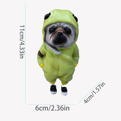 Skiennix Cute Resin Dog Statue - Handmade Animal Decor for Living Room | Small Green Backpack Design