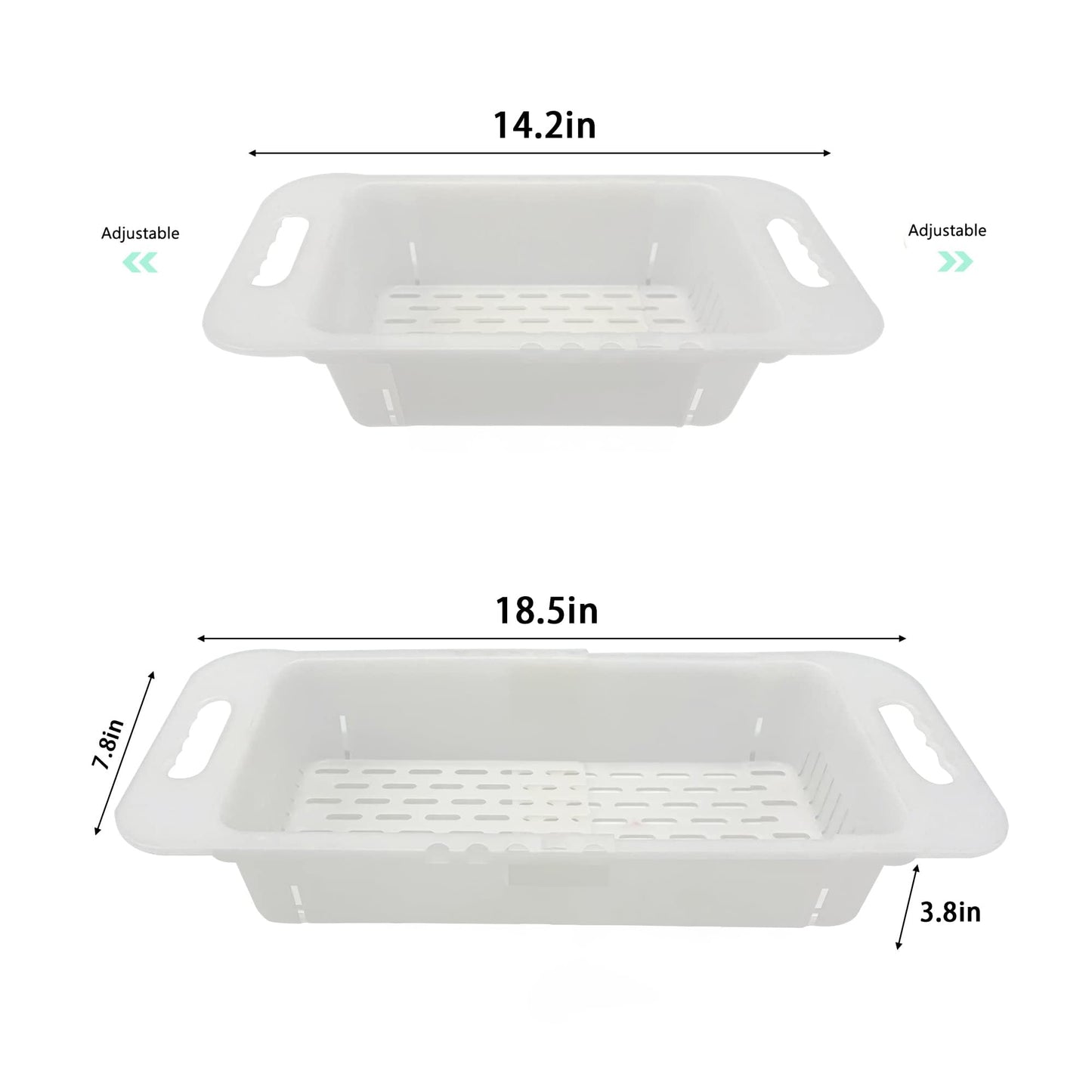 MineSign Extendable Over the Sink Colander Fruits and Vegetables Drain Basket Adjustable Food Strainer Sink Washing Basket for Kitchen (Blue)