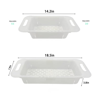 MineSign Extendable Over the Sink Colander Fruits and Vegetables Drain Basket Adjustable Food Strainer Sink Washing Basket for Kitchen (Blue)