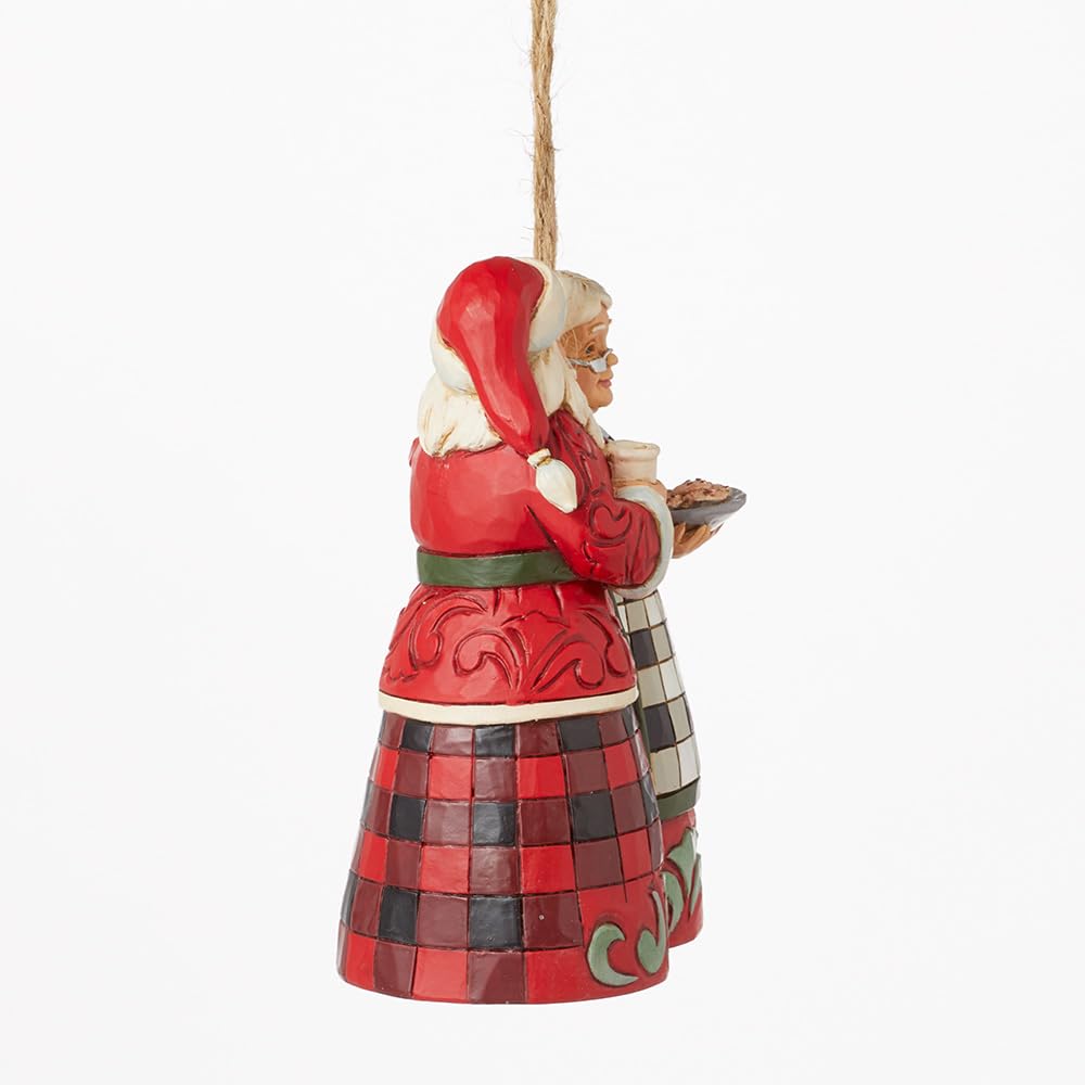 Enesco Jim Shore Heartwood Creek Highland Santa and Mrs. Claus Hanging Ornament, 3.82 Inch, Multicolor