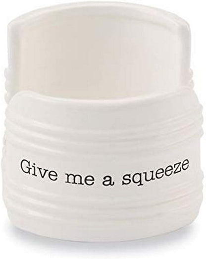 Mud Pie Give Me A Squeeze Sponge Caddy, White 3" x 3"