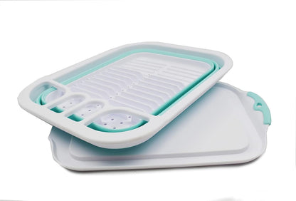 SAMMART 7.5L (2 Gallon) Collapsible Plastic Dish Drainer with Drainer Board, Foldable Drying Rack Set, Space Saving