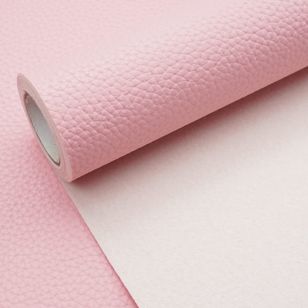 Coral Pink Litchi Texture Fabric Leather 11.8x53.14 Inch（30x135 CM） 1.13mm Thick Faux Synthetic Leather Material for Upholstery Crafts, DIY Sewings, Sofa, Handbag, Earrings, Hair Bows Decorations