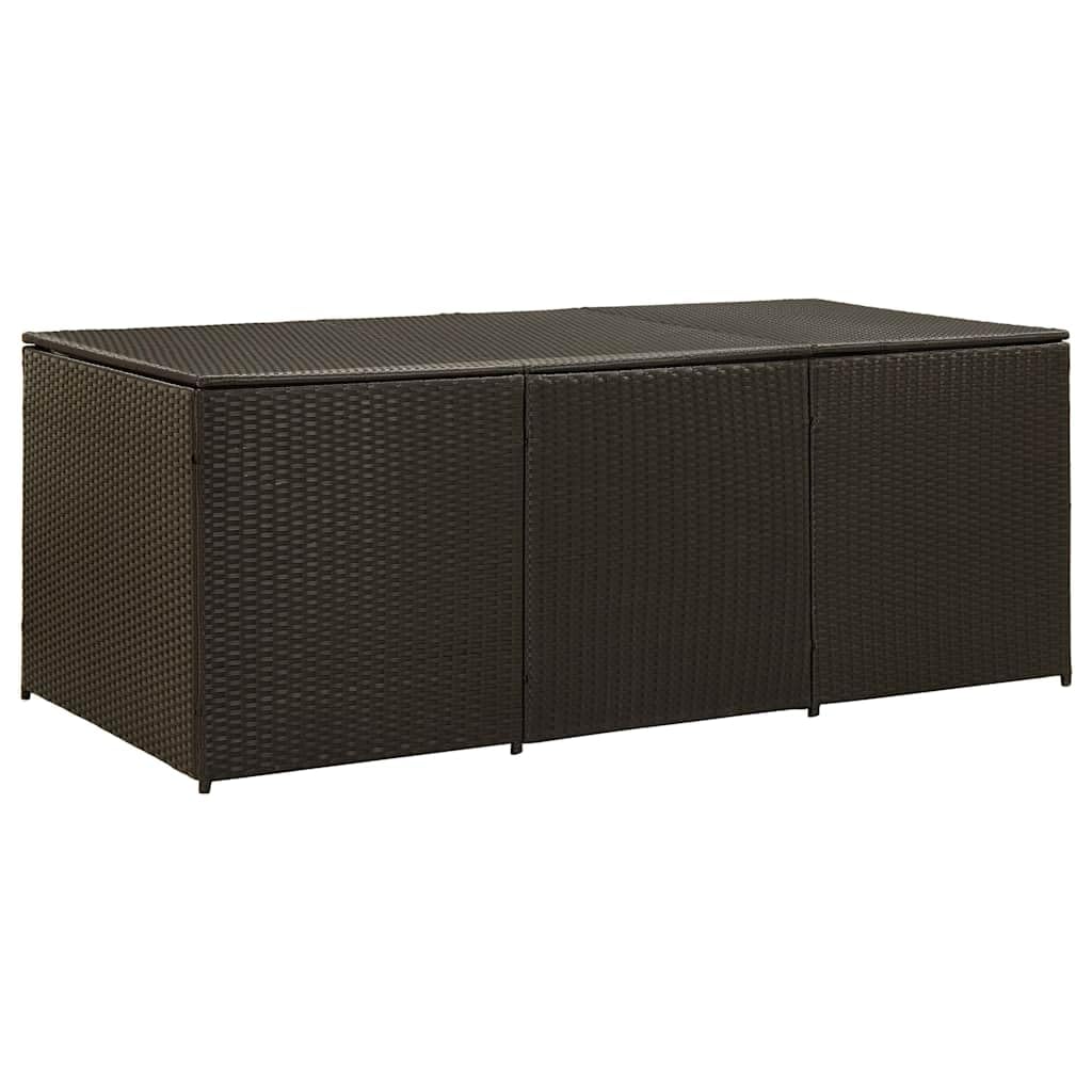 GKHPYURE Poly Rattan Patio Storage Box, 70.9x35.4x27.6 Inch Large Outdoor Storage Trunk with Gas Lift Lid, Powder-Coated Steel Frame, Hand-Woven for Cushions
