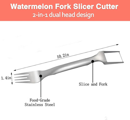 Watermelon Cutter，2-in-1 Stainless Steel Fruit Cutter, 2025 New Upgrade Dual Head Watermelon Fork Slicer Tool, Summer Fruit Cutting Home Kitchen Gadgets (2Pcs)