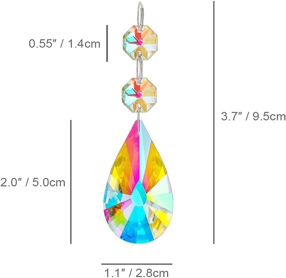 25pcs 50mm kanpura Crystal Prisms Chandelier Suncatcher Beads Replacement Colorful Hanging Crystals for Chandeliers