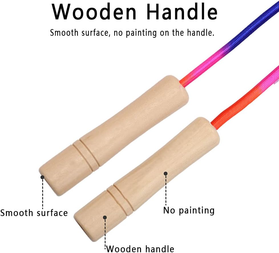 16 FT Long Jump Rope for Kids, 1 Pack Double Dutch Skipping Rope with Wooden Handle, Multiplayer Rainbow Jumping Rope for Outdoor Fun, School Sport, Party Game