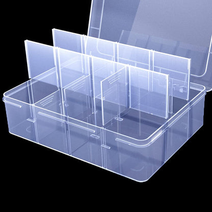 YUGOOD Large Clear Organizer Box,12 Grids Organizer Box with Removable Dividers for Jewelry,Bead Storage,Plastic Compartment Container for Tool Tackle(8.8 x 7.1 x 2.3 in)
