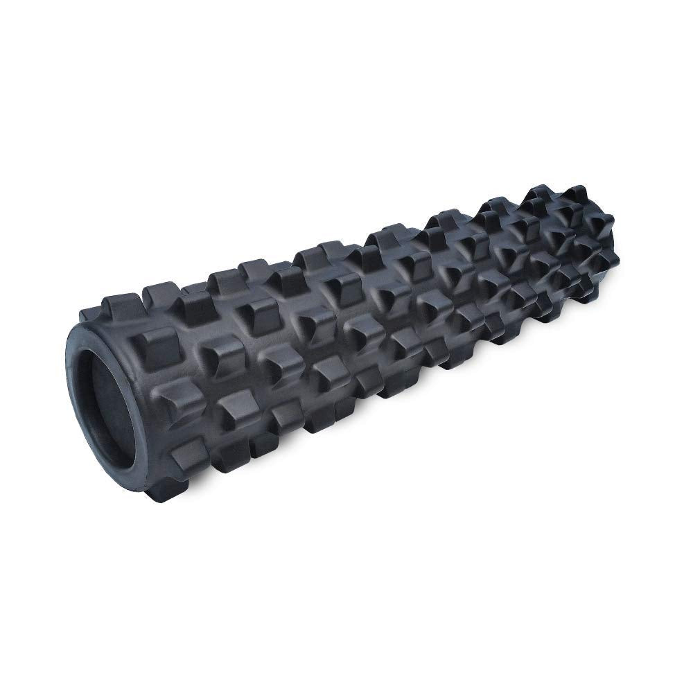 RumbleRoller - Extra Firm Textured Muscle Foam Roller Manipulates Soft Tissue Like A Massage Therapist (Black, Mid Size)