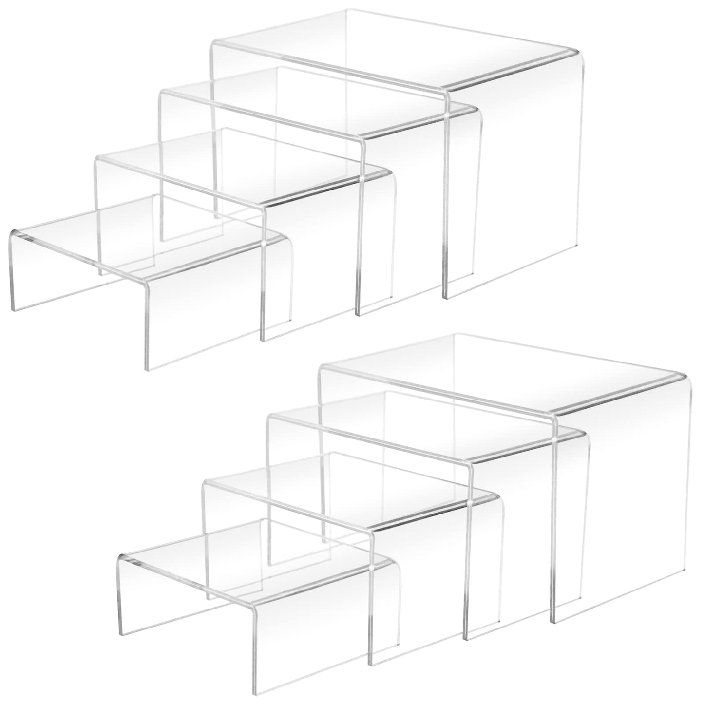 Cerpourt 8Pcs Acrylic Display Risers(6",5",4" 3") Clear Product Stand,Cupcakes Holder Dessert Display Transparent Showcase Stands, Candy Bar Risers, Acrylic Lifts Display for Figures