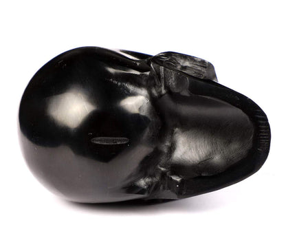 Skullis 2.0" Jet Crystal Skull, Hand Carved Gemstone Fine Art Sculpture, Reiki Healing Stone Statue.