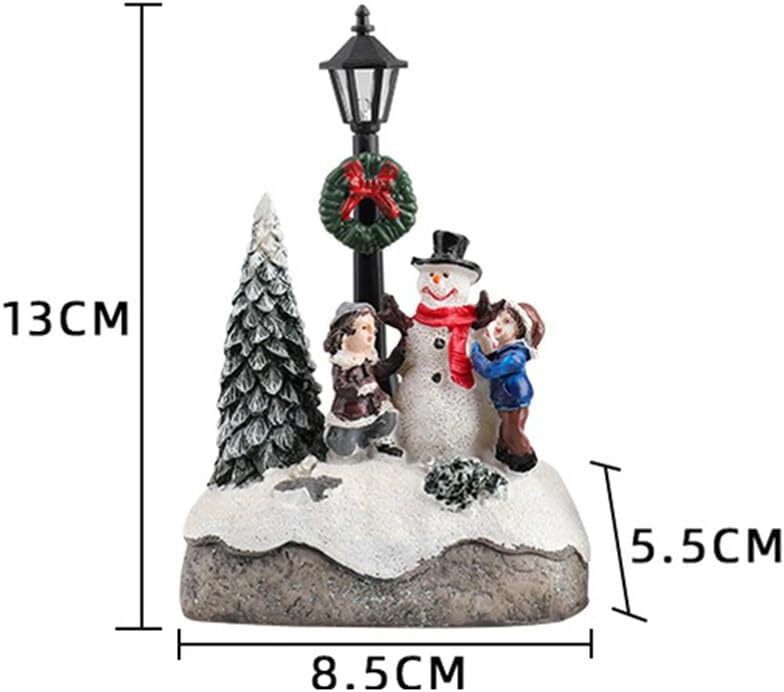 Christmas Town Village Decorations, Battery Operated Resin Scene Village Houses with LED Light