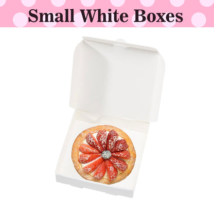 Huoshange 5 Inch Thin Mini Pizza Boxes,100 Pack Small White Pizza Boxes for Cookie,Mini Pies, Party Favors and Crafts(5x5x1 Inches)