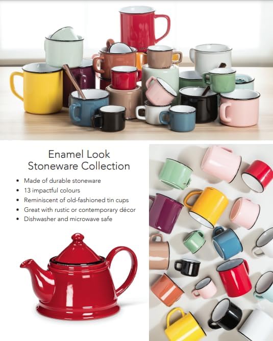 Abbott Collection Enamel Look Stoneware Cappuccino Mug, 27-ENAMEL/CAP WHT, White