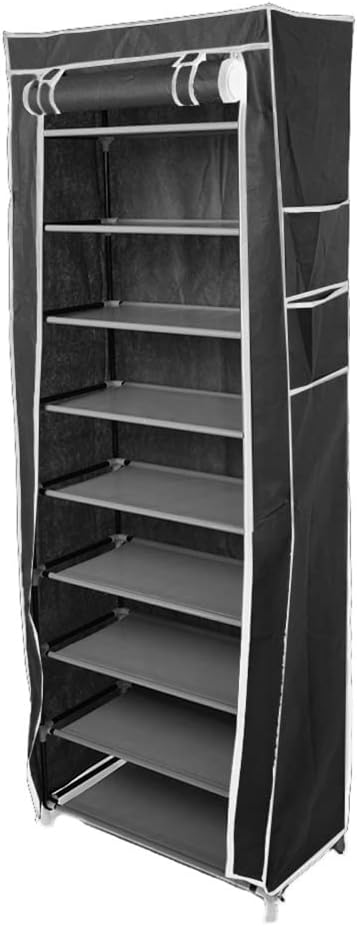 Generic 63" 10-Floor Closet, The Large Shoe Rack with dust Cover Shoe Rack with Covers on The Non-Woven Shoe Cabinet is