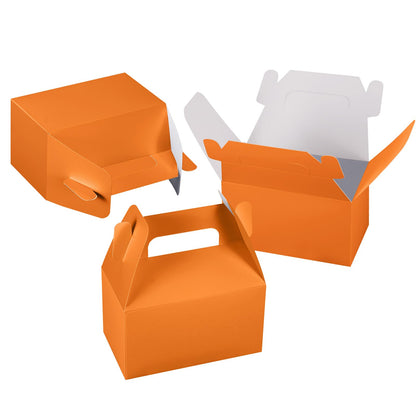 XAGLVV 24 Pack Orange Paper Gable Treat Boxes, Goodie Candy Boxes with Handles, Gift Box for Birthday, Halloween, Fall Parties Decoration Supplie