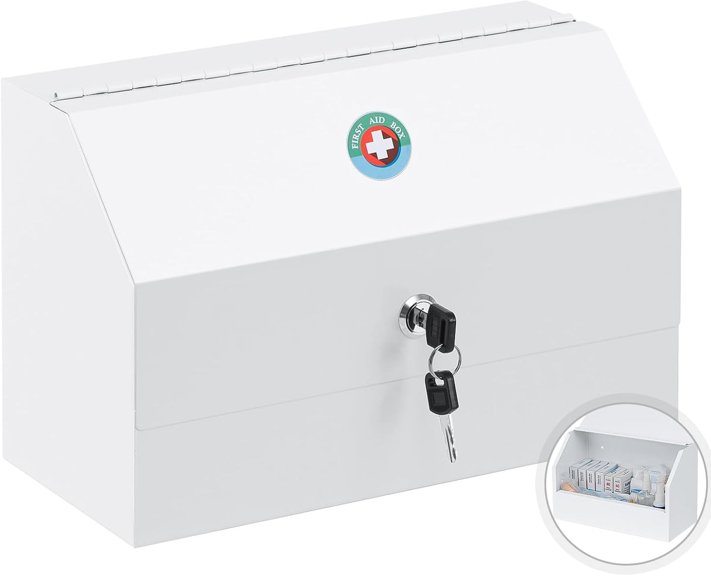 12.2 5.9 7.87 inch KYODOLED Wall Mount Medicine Lock Box, Drug Cabinet with Key, Large Capacity Secure Steel