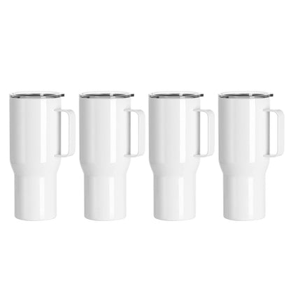 PYD Life Sublimation Tumblers Blanks with Handle 25 OZ Coffee Travel Car Stainless Steel Mugs Cups with Leakproof Lid for Mug Tumbler Heat Press Sublimation Oven Printing 4 Pack