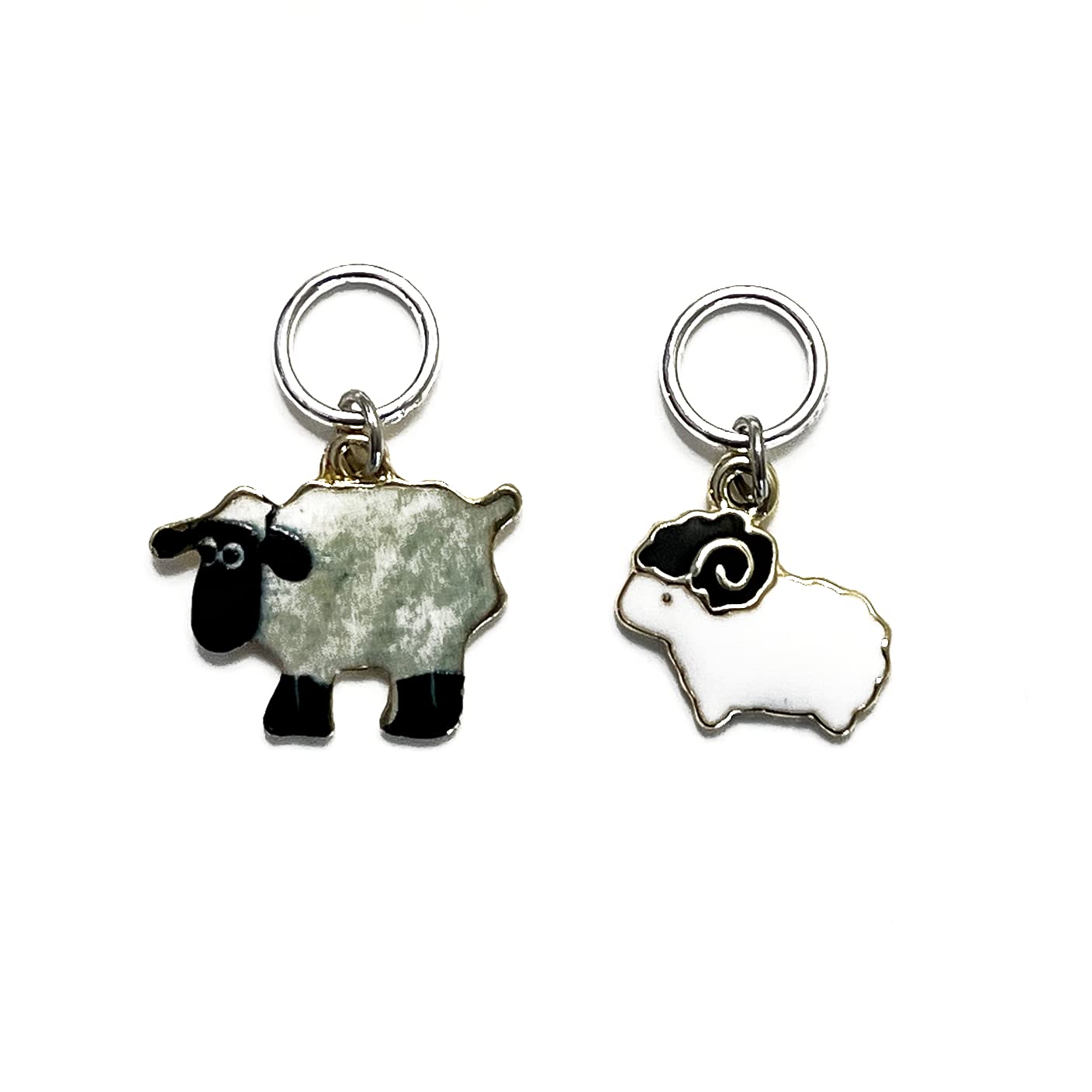 Pretty Warm Designs Sheep Stitch Markers with Storage Tin, Set of 6 Snag Free Rings Fits up to US 8 (5mm) Needles