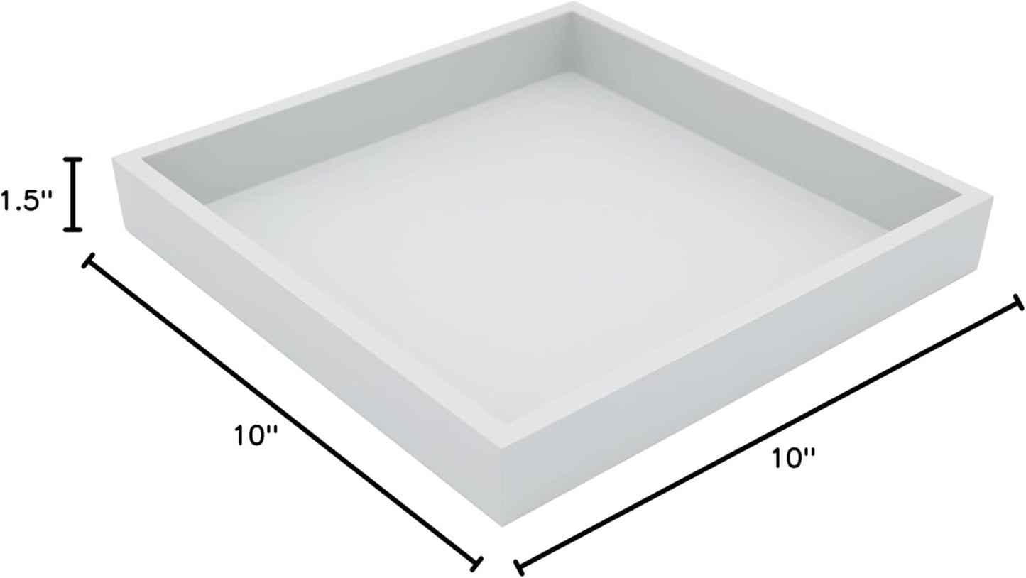 Montecito Home 10"x10" Countertop Small Square Wood Decorative Tray for Office, Ottoman, Bathroom, Entry, Remote