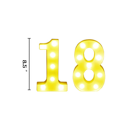 8.5" 18th 81st Birthday Decorative LED Light up Numbers, 2Pcs Marquee Number Sign for Night Birthday Party Decorations Anniversary Bar LED Sign Backdrop Wall Table Centerpieces