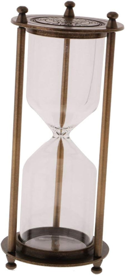 Retro Metal Sandglass Hourglass Sand Timer Without Sand for Home Office Decoration (Bronze - L)