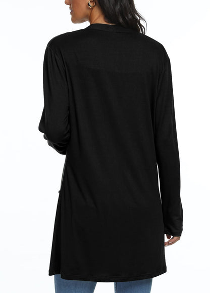 QIXING Womens Cardigan with Pocketes Long Sleeve Casual Lightweight Open Front Cardigan