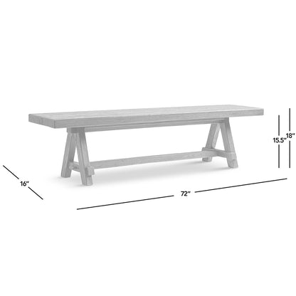 Jennifer Taylor Home Hawthorne 72” Reclaimed Elm Trestle Dining Bench, Heritage Light Natural Brown Reclaimed Elm