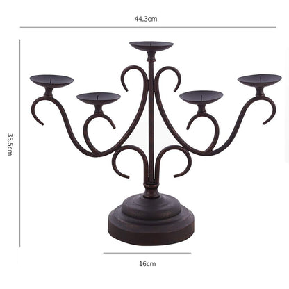 XILIN-1987 Candle Holderss Retro to Do The Old Wrought Iron Candle Holders Decorated Living Room Desktop Decoration 5 Arm Candle Holders Decorative Candlestick