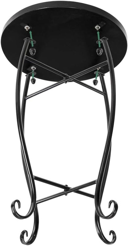 2) Vasitelan Outdoor Patio Side Table Outdoor Accent Table Bistro Coffee End Small Porch Table Indoor Round Glass