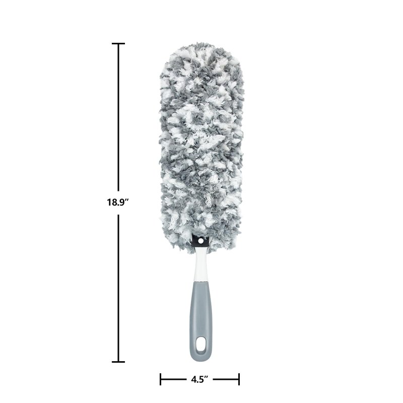 Microfiber Duster with an Extra Washable and Reusable Duster Head, Microfiber Dusters for Household Cleaning, Gray