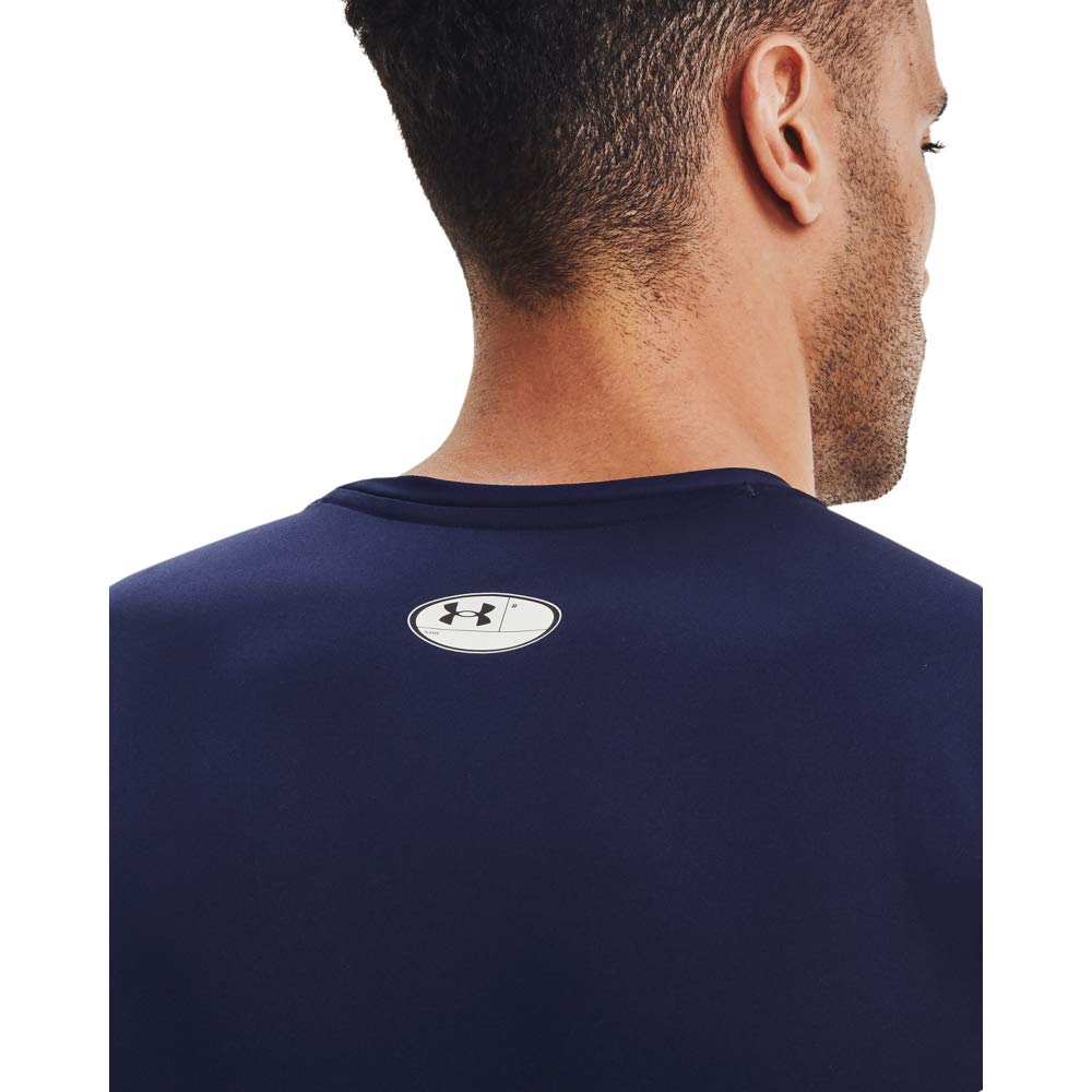 Under Armour Men's Armour HeatGear Compression Sleeveless T-Shirt , Midnight Navy (410)/White, Medium