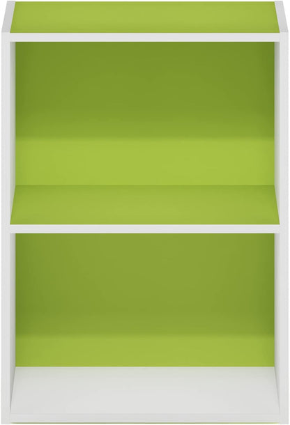 2-Tier Furinno Luder Bookcase / Book / Storage, Green/White