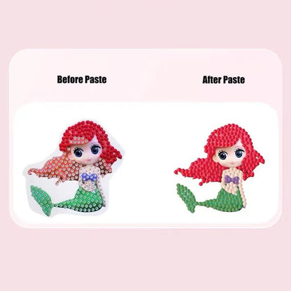 FLYSONG Diamond Art Kits for Kids, 5D DIY 24 PCS Mosaic Cartoon Princess Diamond Art Stickers Painting Gem Art Kits Crafts for Beginners Girls Boys