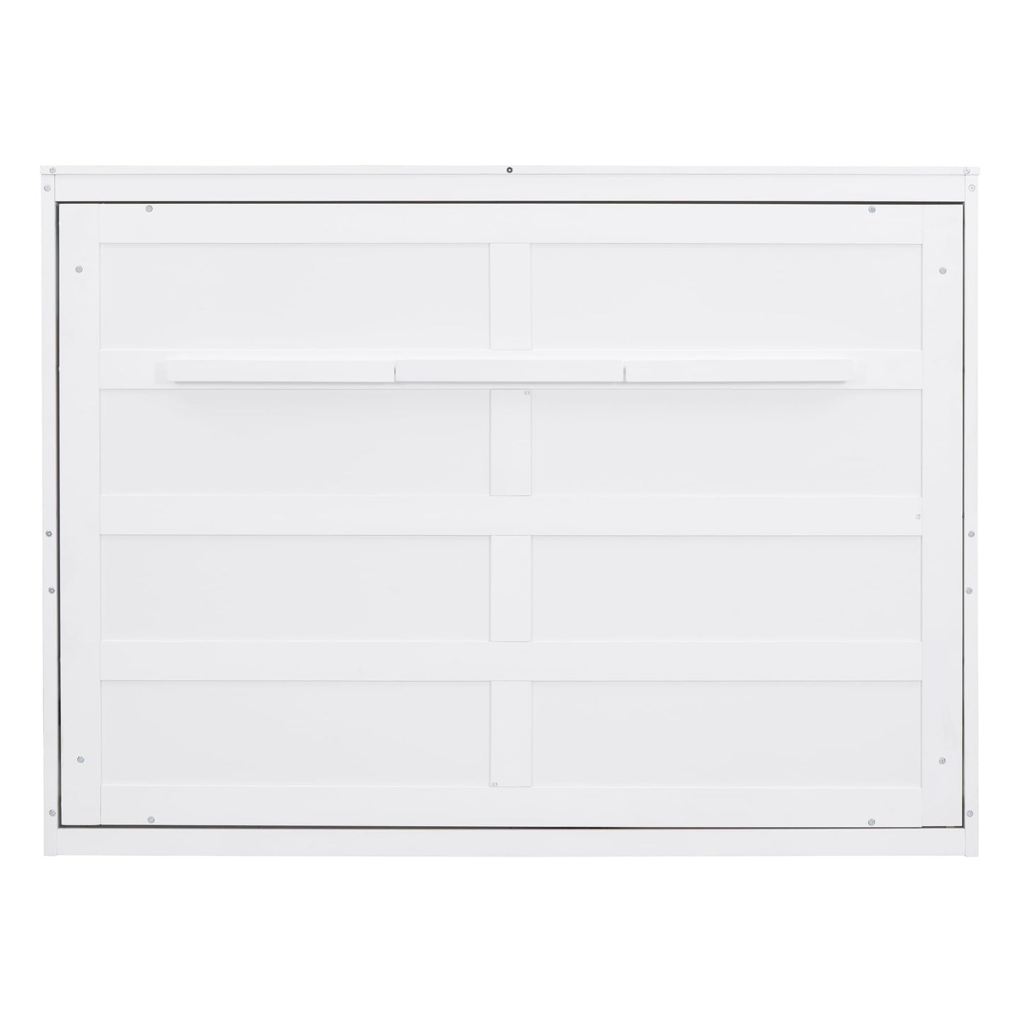 Ball & Cast Murphy Bed Full Size,Farmhouse Murphy Cabinet with Storage Shelf,Wood Hidden Wall Bed,Foldable Platform Bed,Space-Saving,No Box Spring Needed,White
