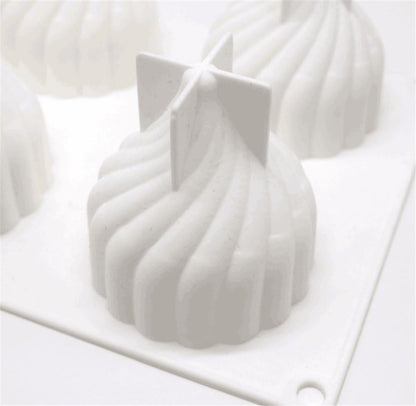 Spiral Castle Shape Silicone Molds, Cake Decorating Tools, 6 Cavities Baking Cupcake Mousse Mold