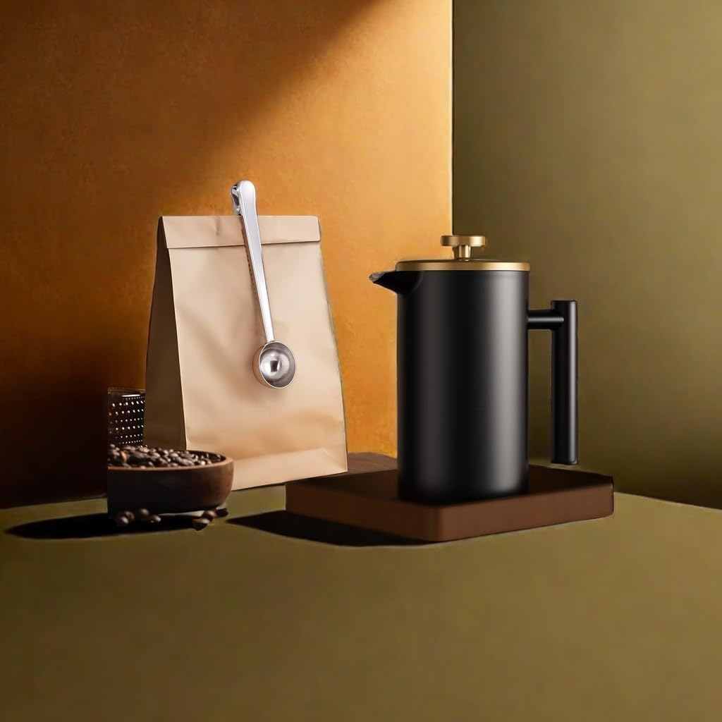 1500ml, 50oz, Stainless Steel French Press Coffee Maker Black Double-Wall Insulated Large French Coffee Press