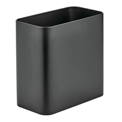 mDesign Small Metal 2.4 Gallon/9 Liter Trash Can Wastebasket Garbage Bin for Bathroom, Slim Rubbish Waste Bin Trashcans - Mirri Collection - Black