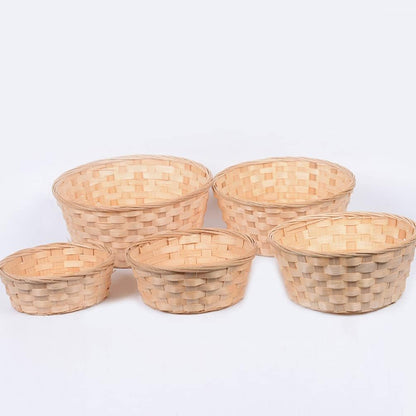 Wooden Berry Baskets, 3pcs Mini Woven Round Baskets for Food Serving and Candy Gift Container