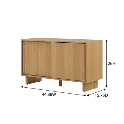 Furnifact White Oak Record Player Cabinet with Vinyl Storage, Audio Stand, Storage Compartments, Durable, for Living Room or Studio