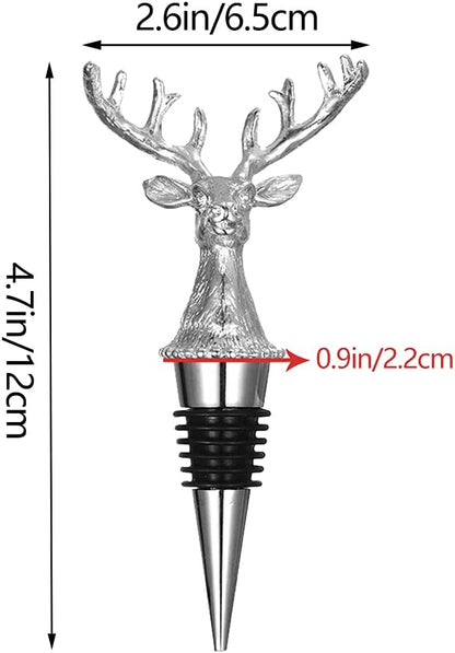 Wine Bottle Stopper with Airtight Seal, Decorative Deer Stainless Steel Antlers for Wine & Beverage