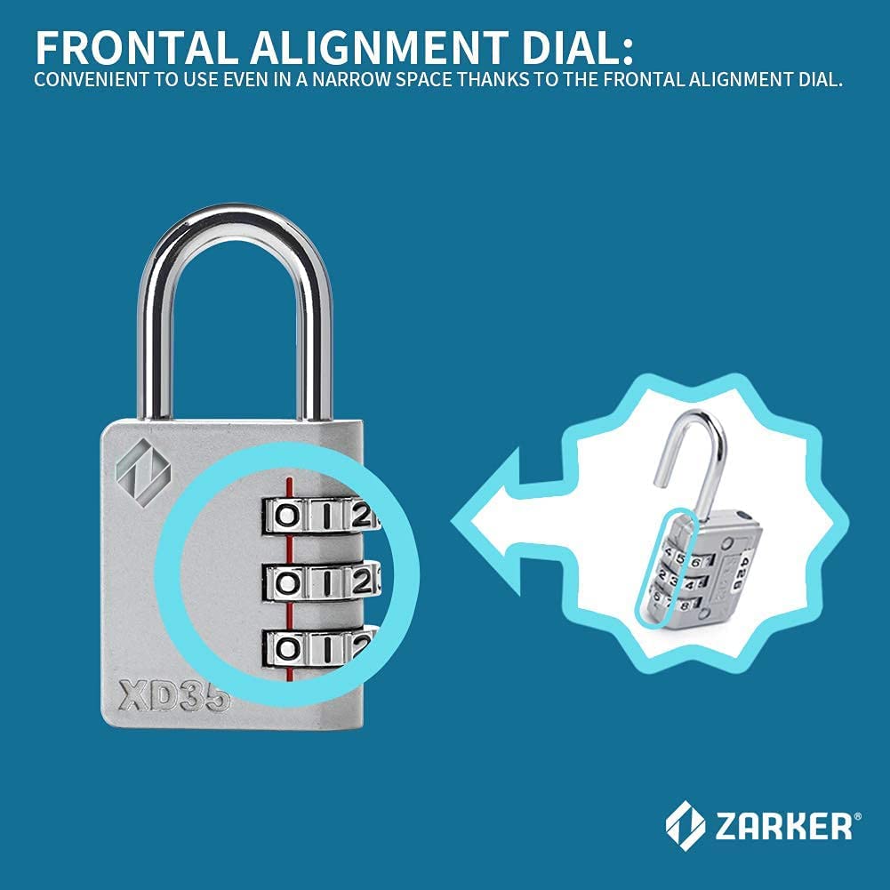 Zarker XD35 Combination Lock, 3-Digit Padlock for School, Gym, Sports Locker Lock, Fence, Toolbox, Case, Outdoor, Hasp Storage (1-Pack, Emerald)
