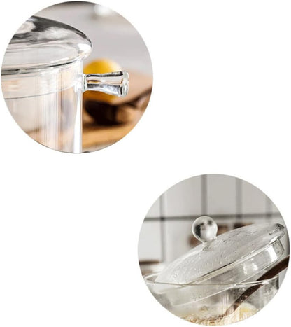 YARDWE Clear Glass Cooking Pot, Glass Saucepan for Noodles, Soup, Salad