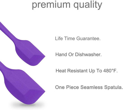 uxcell 2 Pcs Silicone Spatula Set, Heat Resistant Kitchen Rubber Turner for Cooking, Baking, Mixing, Purple