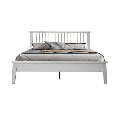 Full Size Bed Frame, Headboard & Footboard, Solid Wood Platform Bed, Anti-Slip & Noise-Free, 12 Durable Slatted Base, Centre Metal Legs, Easy Assembly, No Box Spring Needed, Pure White Finish YUF-39