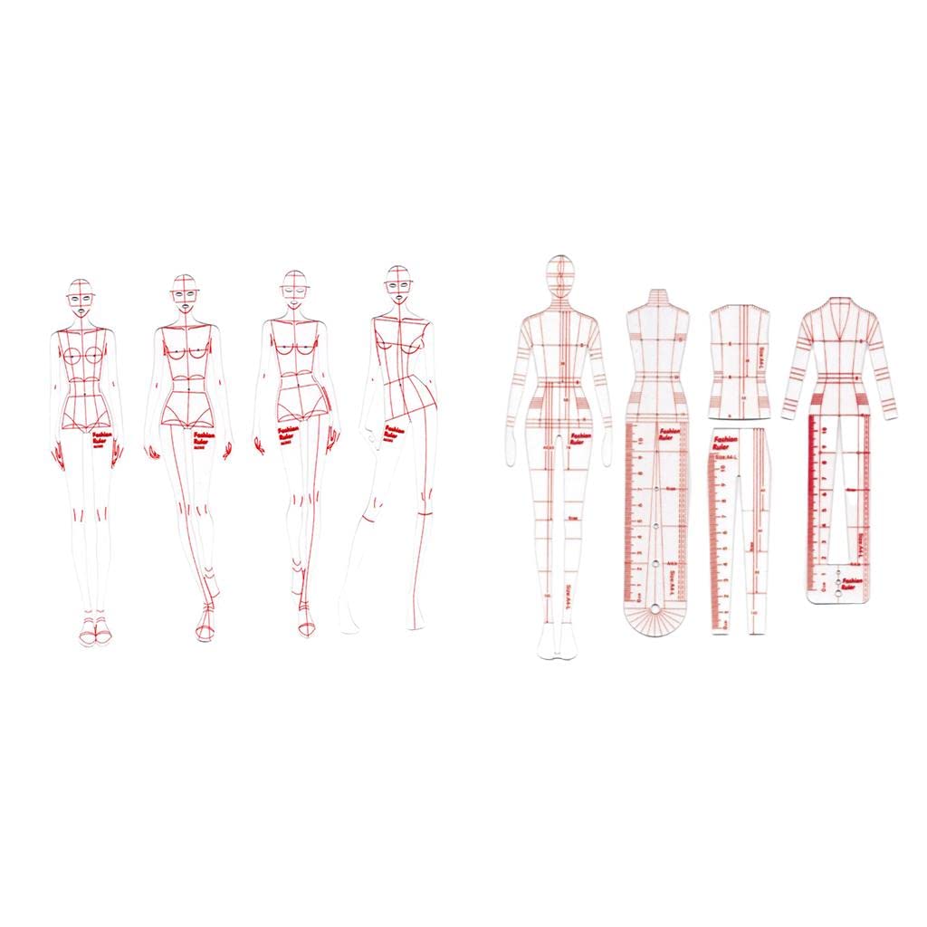 DYNWAVE 8 Pcs French Curve Template Ruler Set,Sewing Humanoid Patterns Design for Dressmaking, Tailoring, Fashion Designing