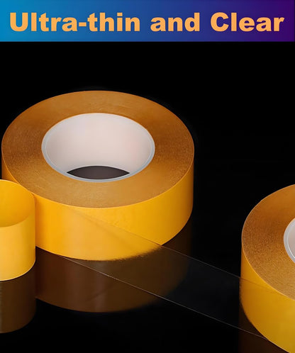 Ultra-Thin Clear Double Sided Tape Heavy Duty 2-Inch x 50 Feet Two Sides Strong Stick Mounting Adhesive Tape for Arts & Crafts, Fix Carpet, Women Clothes, Woodworking, Anti Cat Scratch, Sewing Project