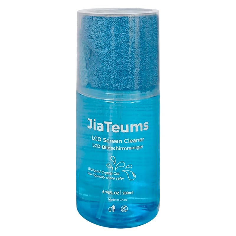 JiaTeums TV Screen Cleaner, Non-Drip Touchscreen Spray with Wiper for CD Disc Laptop Phone Tablet Computer Lens(200ml)
